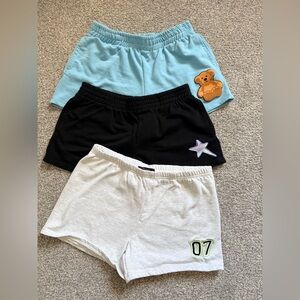 Forever 21 Women’s Three-Pack Athletic Shorts - Light Blue, Black, Grey